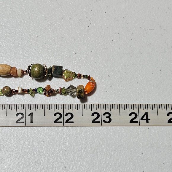 Handmade Boho Gemstone Wood Beaded Chunky Necklace Retro Earthy Fashion Jewelry - Picture 9 of 9